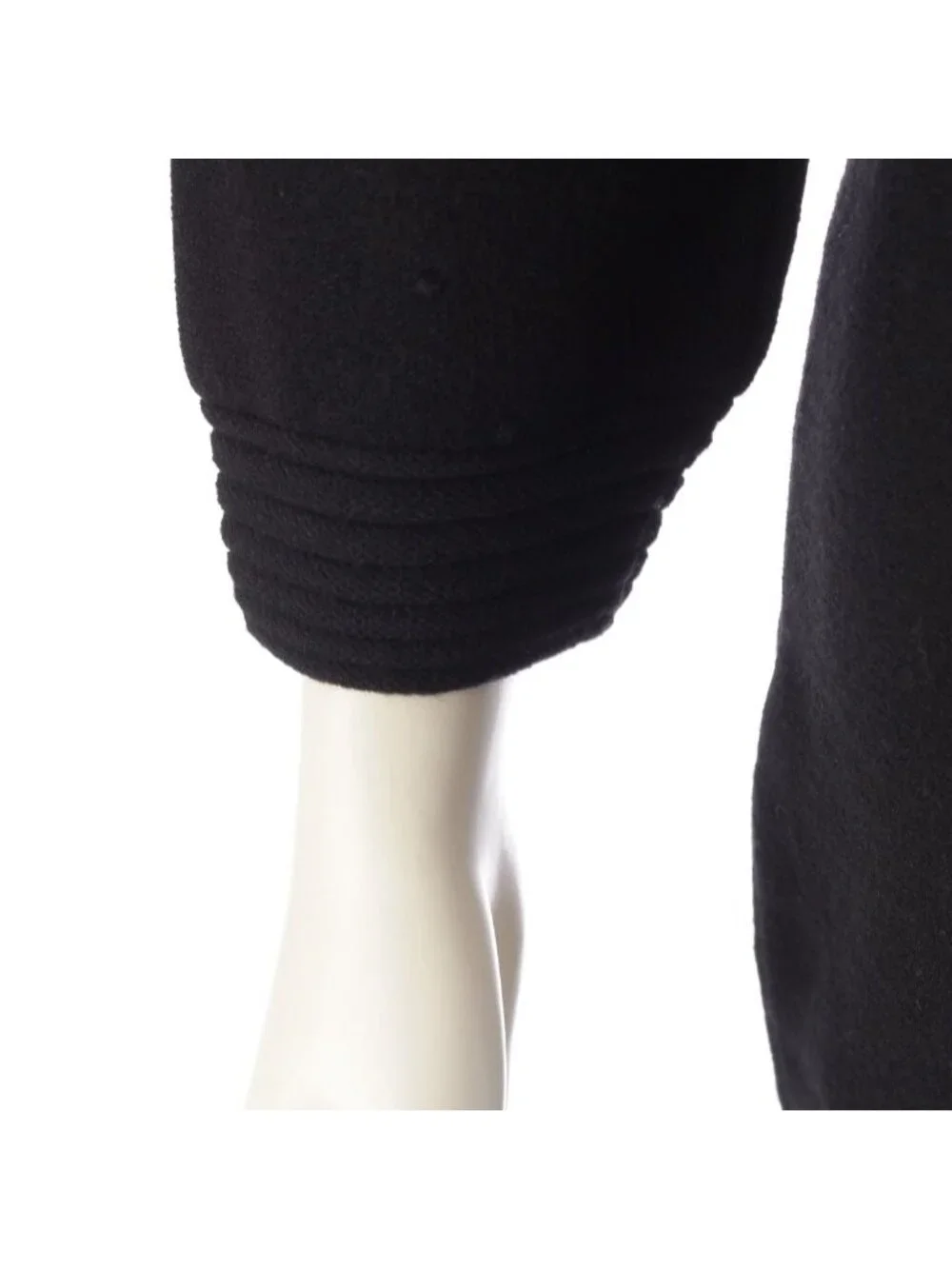 Chanel Viscose Cashmere Armor Design Crew Neck Knit Dress Black 34